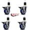 Service Caster 4'' Blue Poly Swivel 1-7/8'' Expanding Stem Caster Set with Brake, 4PK SCC-EX20S414-PPUB-BLUE-PLB-178-4 - alternate 3